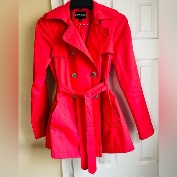 Express Jackets & Blazers - Express Belted Coral Trench Coat, XS